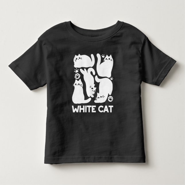 White Kitten Silhouettes - Cute Feline Design Toddler T-Shirt (Front)
