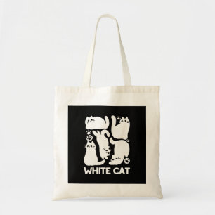 White Kitten Silhouettes - Cute Feline Design Tote Bag
