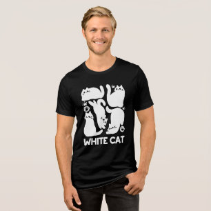 White Kitten Silhouettes - Cute Feline Design Tri-Blend Shirt