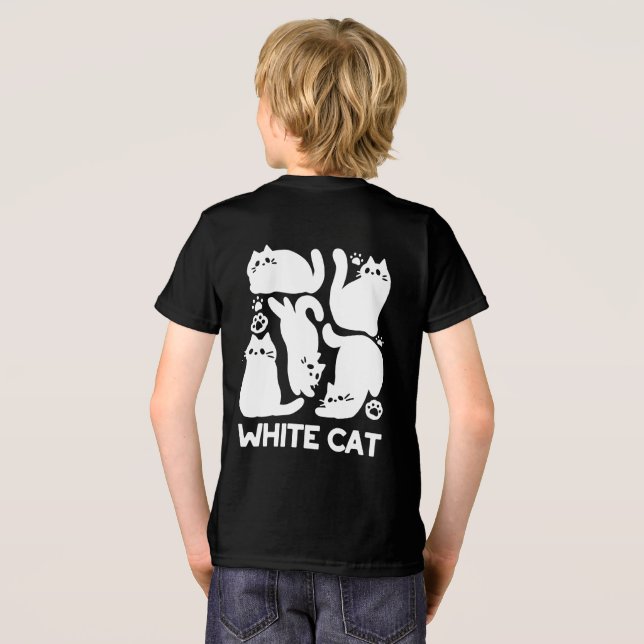 White Kitten Silhouettes - Cute Feline Design Tri-Blend Shirt (Back Full)