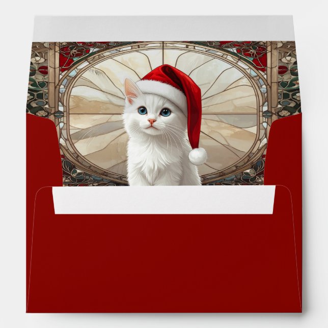 White Kitten with Santa Hat Envelope (Back (Bottom))