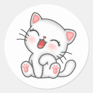 White Kitty Cat Stickers
