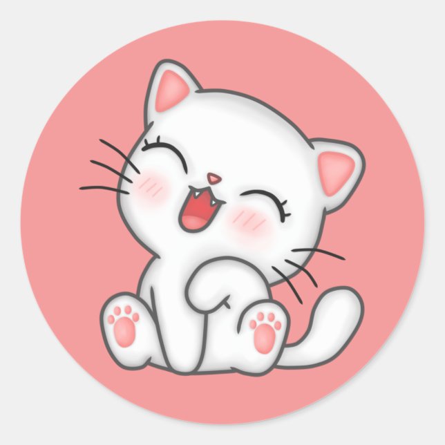 White Kitty Cat Stickers (Front)
