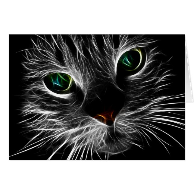 White Kitty Face Abstract | Fractal Kitty (Front Horizontal)