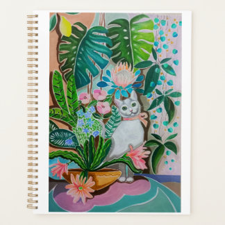 White Kitty in the Greenary planner