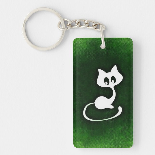 White kitty key ring (Front)