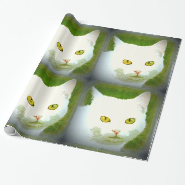 white kittycats wrapping paper (Unrolled)