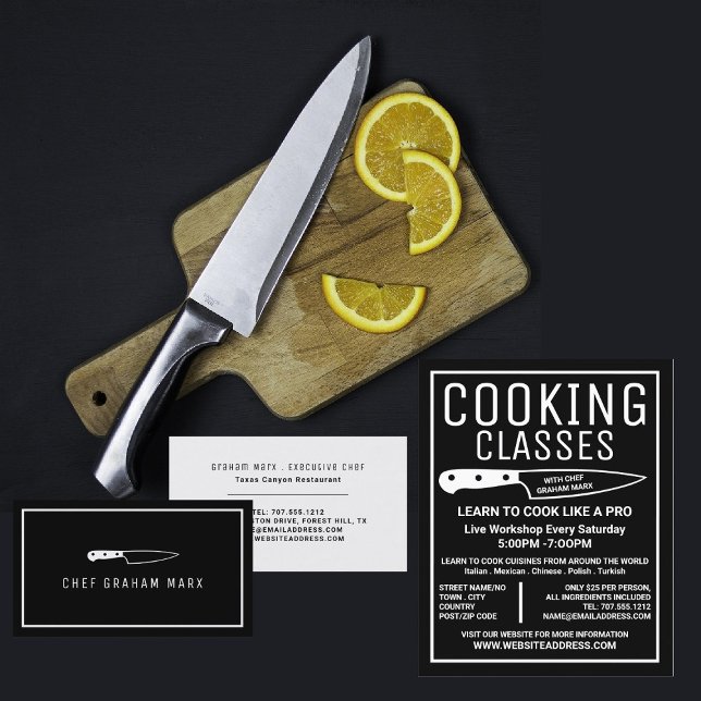 White Knife, Gourmet, Cooking Classes Advertising Flyer (Creator Uploaded)
