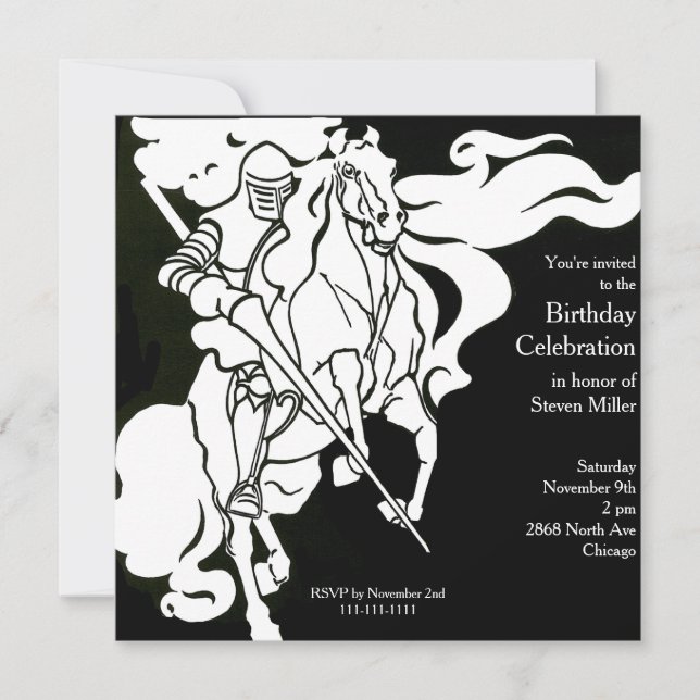 White Knight Birthday Invitation (Front)