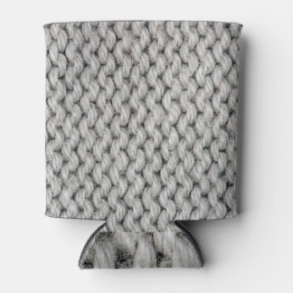 White knitted wool texture, close-up photo. can cooler