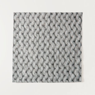 White knitted wool texture, close-up photo. tapestry