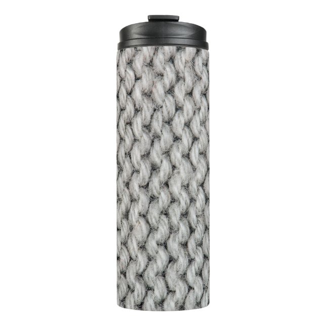 White knitted wool texture, close-up photo. thermal tumbler (Front)