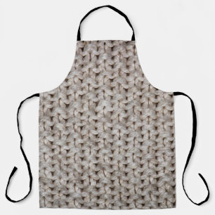 White knitting wool: cosy texture. apron