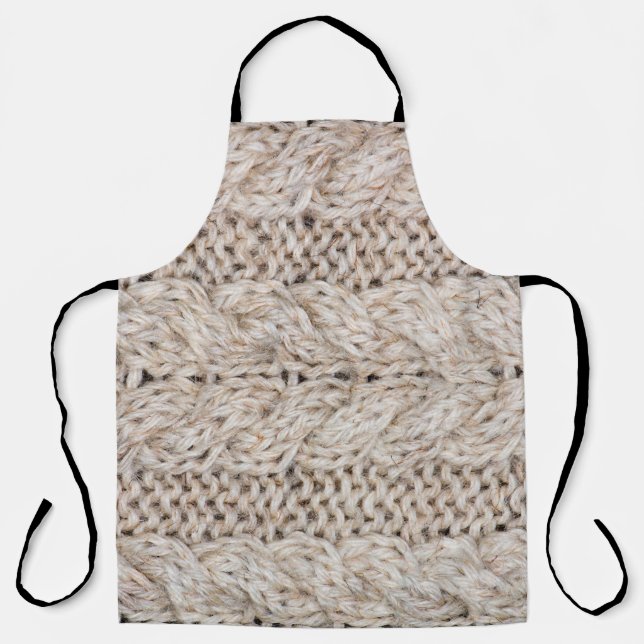 White knitting wool texture background. apron (Front)