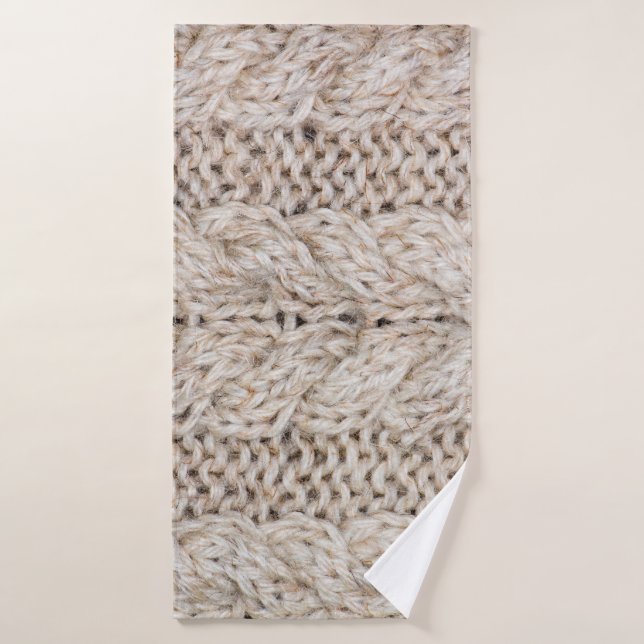 White knitting wool texture background. bath towel (Bath Towel)