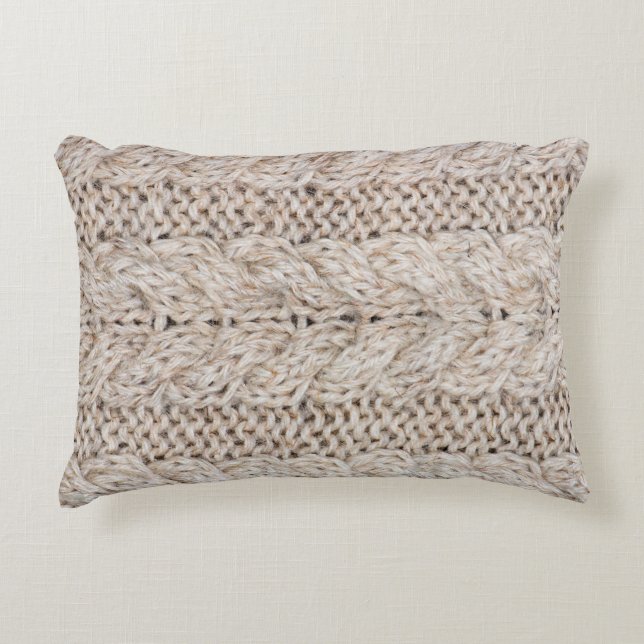 White knitting wool texture background. decorative cushion (Front)