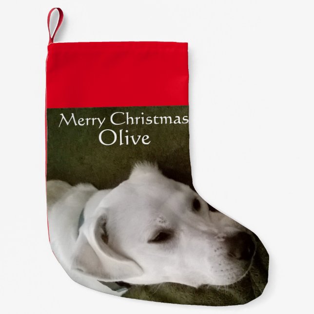 White Lab Mix Dog Adorable Small Christmas Stocking (Front)
