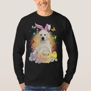 White Labrador Bunny Dog With Easter Eggs Basket T-Shirt