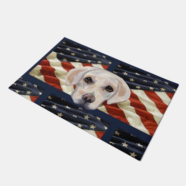 White Labrador Retriever Doormat (Angled)