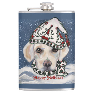 WHITE LABRADOR RETRIEVER HIP FLASK