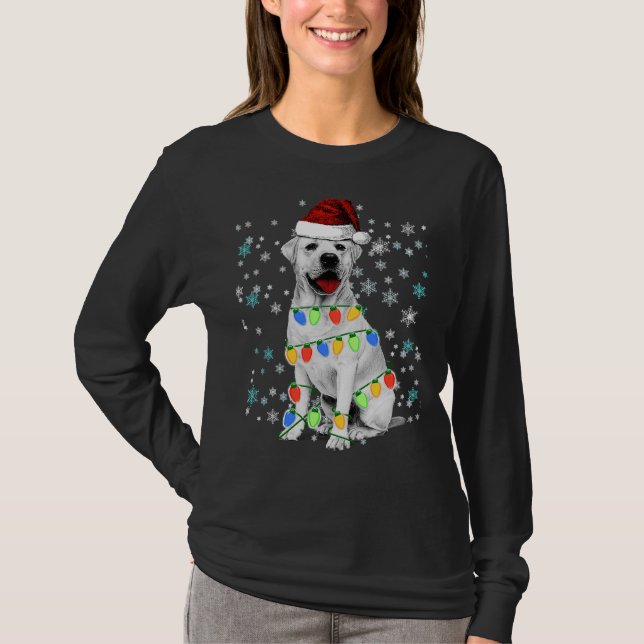 White Labrador Retrievers Santa Christmas Tree Lig T-Shirt (Front)