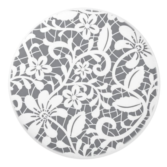 White Lace 1 Ceramic Knob (Front)