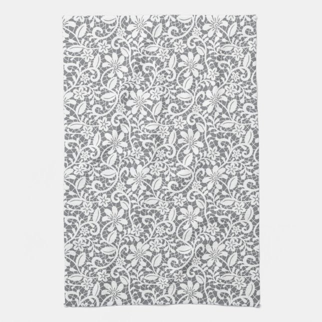White Lace 1 Tea Towel (Vertical)