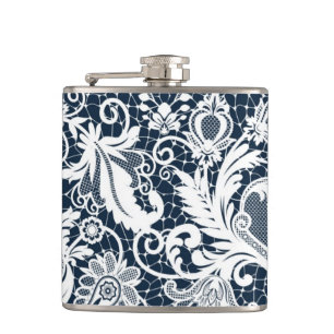 White lace 2 hip flask