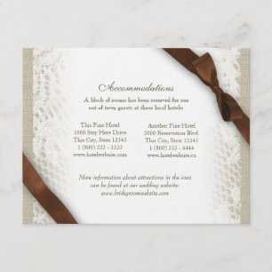 White Lace and Brown Ribbon Directions Enclosure Card