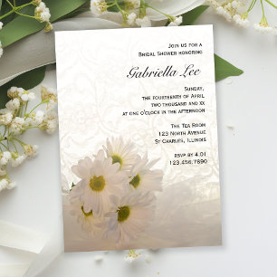 White Lace and Daisies Bridal Shower Invitation