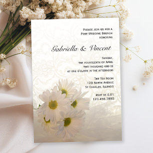 White Lace and Daisies Post Wedding Brunch Invitation