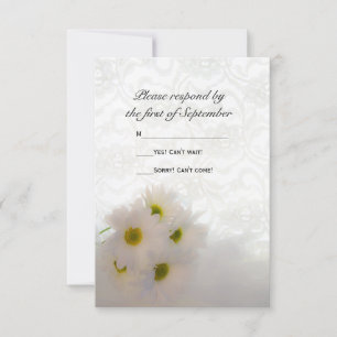 White Lace and Daisies Wedding RSVP Card