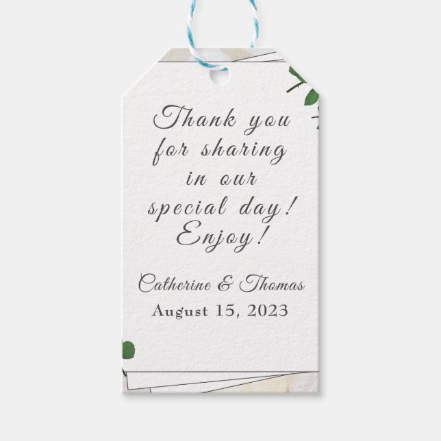 White Lace and Rose Leaves Gift Tag (Front)