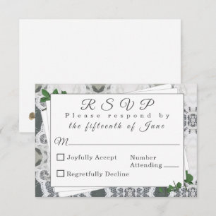White Lace and Rose Leaves Response Card