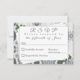 White Lace and Rose Leaves Response Card