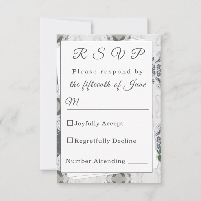 White Lace and Rose Leaves Response Card (Front)