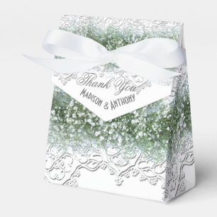White Lace & Babies Breath Wedding Favour Box