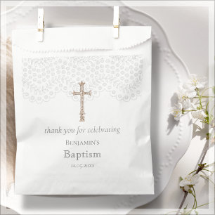 White Lace Baptism Thank You  Favour Bag