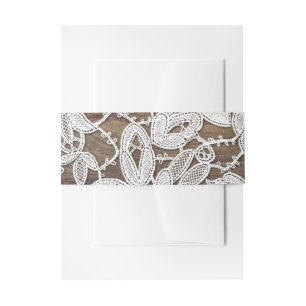 White Lace Barn Wood Wedding Invitation Belly Band