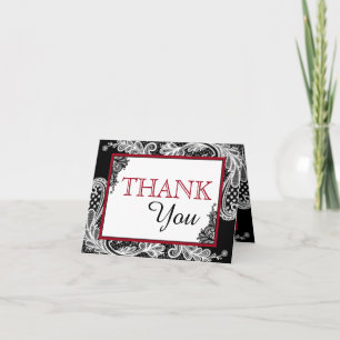 White Lace Black Modern Goth Thank You Card