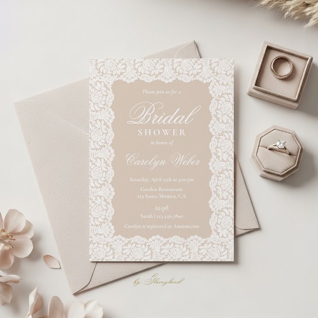 White Lace Bridal Shower Invitation (Creator Uploaded)