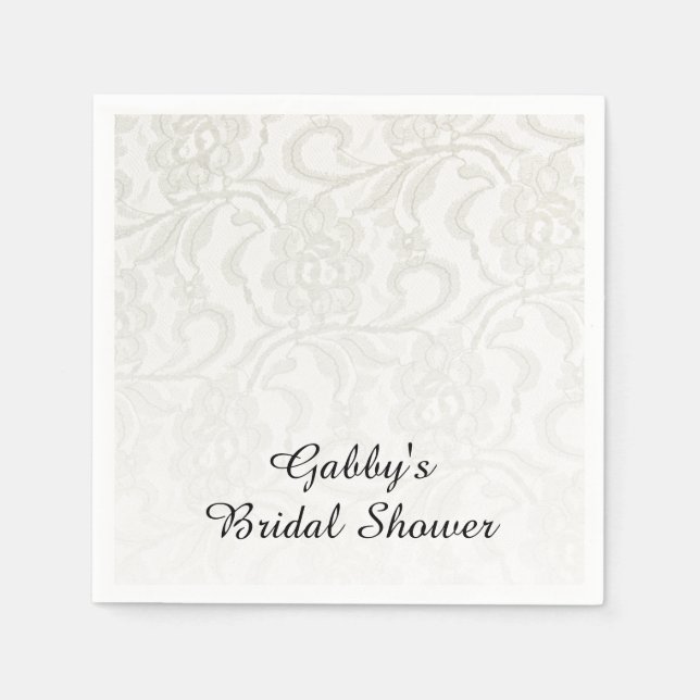 White Lace Bridal Shower Napkin (Front)
