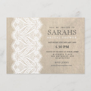 White Lace & Burlap Bridal Shower Party Invite