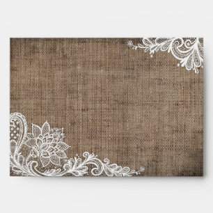 White Lace Burlap Modern Goth Wedding Envelopes