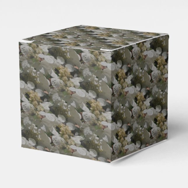 White Lace Cap Hydrangea Flowers       Favour Box (Front Side)