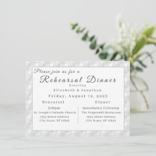 White Lace Catholic Monogrammed Invitation