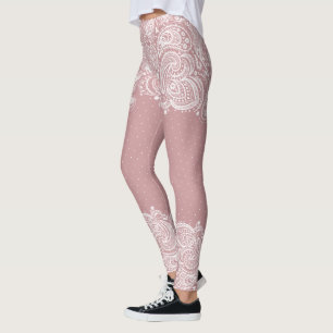 White Lace & Dots Girly Design Leggings