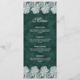 White Lace Emerald Green Faux Velvet Classic Menu