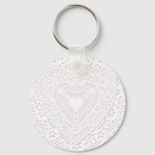 White Lace Fabric  Background Template Key Ring