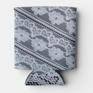 White Lace Fabric Texture Background Can Cooler